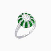 Art Deco Inspired Oval Calibré-Cut Sunburst Dome Ring - Shahin Jewelry